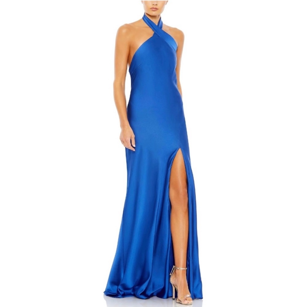 Mac Duggal 26925 Asymmetrical Crisscross Halter Gown